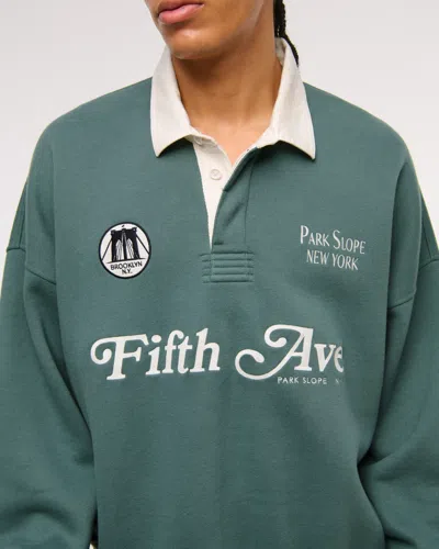Abercrombie & Fitch Essential Rugby Polo Sweatshirt In Green