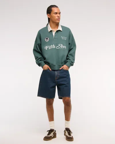 Abercrombie & Fitch Essential Rugby Polo Sweatshirt In Green