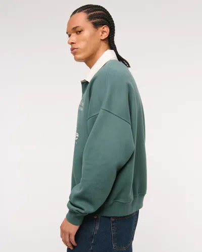 Abercrombie & Fitch Essential Rugby Polo Sweatshirt In Green
