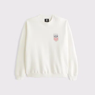 Abercrombie & Fitch Uswnt Graphic Crew Sweatshirt In White