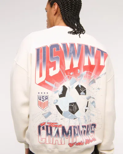 Abercrombie & Fitch Uswnt Graphic Crew Sweatshirt In White