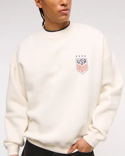 Abercrombie & Fitch Uswnt Graphic Crew Sweatshirt In White