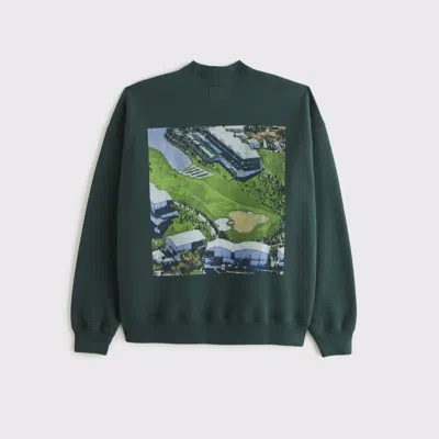 Abercrombie & Fitch Wm Phoenix Open Graphic Crew Sweatshirt In Green