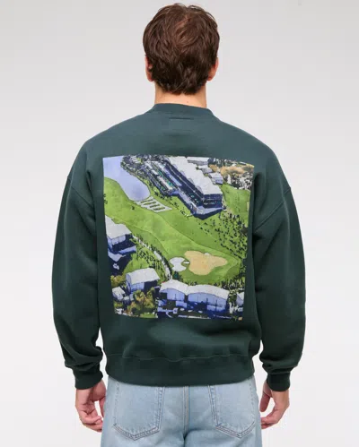 Abercrombie & Fitch Wm Phoenix Open Graphic Crew Sweatshirt In Green