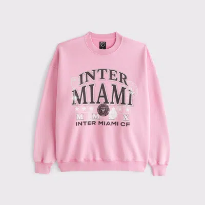 Abercrombie & Fitch Inter Miami Cf Graphic Crew Sweatshirt In Pink