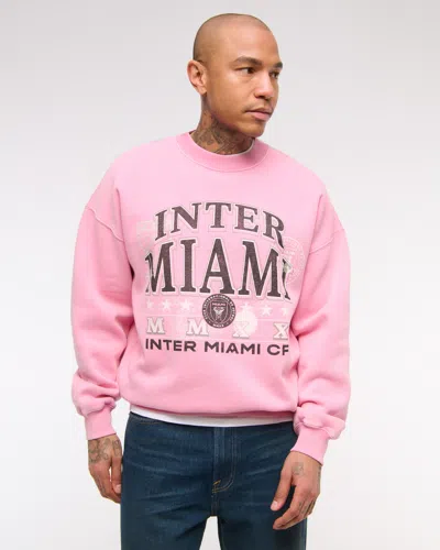 Abercrombie & Fitch Inter Miami Cf Graphic Crew Sweatshirt In Pink