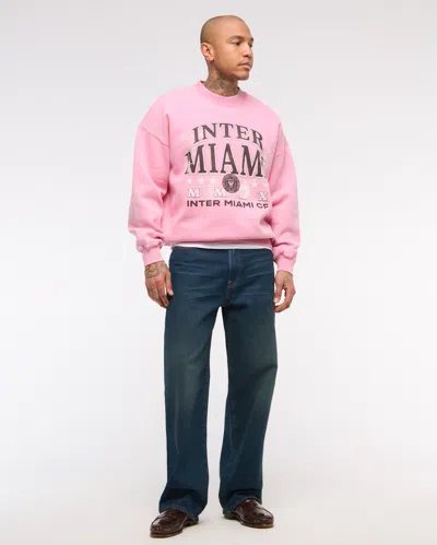 Abercrombie & Fitch Inter Miami Cf Graphic Crew Sweatshirt In Pink