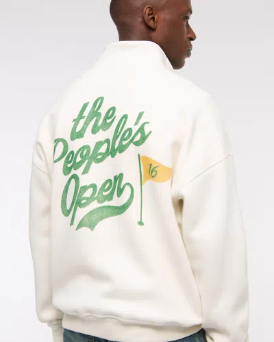 Abercrombie & Fitch Pga Phoenix Open Graphic Half-zip Sweatshirt In White