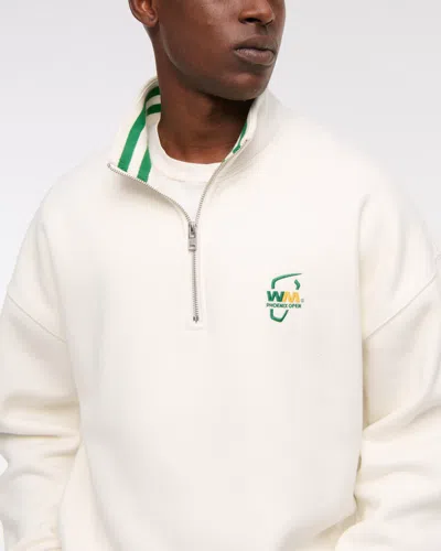 Abercrombie & Fitch Pga Phoenix Open Graphic Half-zip Sweatshirt In White