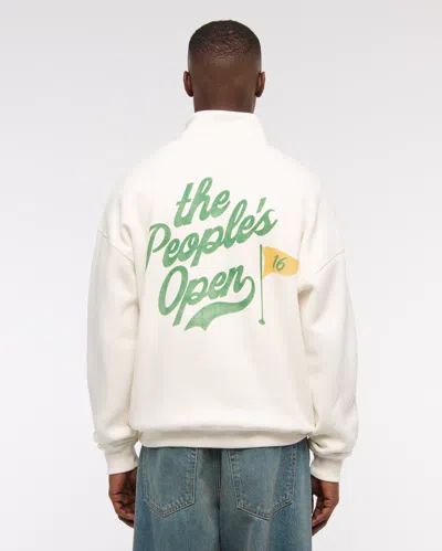 Abercrombie & Fitch Pga Phoenix Open Graphic Half-zip Sweatshirt In White