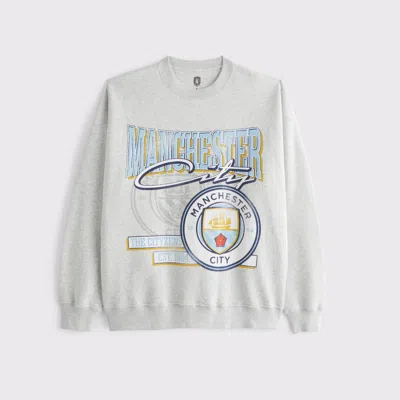 Abercrombie & Fitch Manchester City Fc Graphic Crew Sweatshirt In Gray