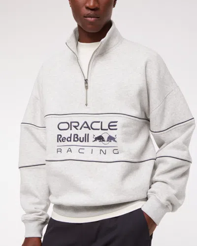 Abercrombie & Fitch Oracle Red Bull Racing Graphic Half-zip Sweatshirt In White
