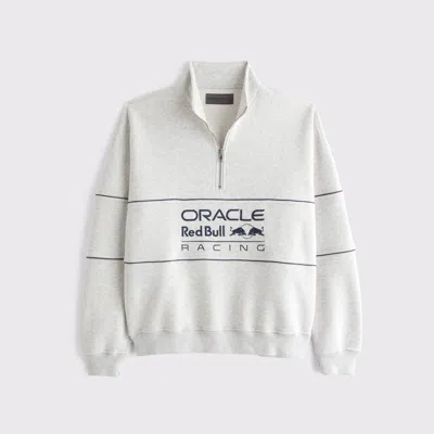 Abercrombie & Fitch Oracle Red Bull Racing Graphic Half-zip Sweatshirt In White