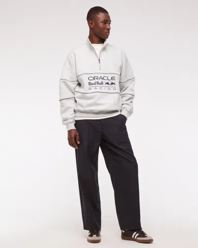 Abercrombie & Fitch Oracle Red Bull Racing Graphic Half-zip Sweatshirt In White