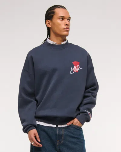 Abercrombie & Fitch Oracle Red Bull Racing Graphic Crew Sweatshirt In Blue