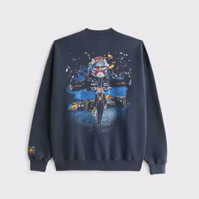 Abercrombie & Fitch Oracle Red Bull Racing Graphic Crew Sweatshirt In Blue