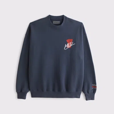 Abercrombie & Fitch Oracle Red Bull Racing Graphic Crew Sweatshirt In Blue