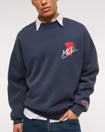 Abercrombie & Fitch Oracle Red Bull Racing Graphic Crew Sweatshirt In Blue