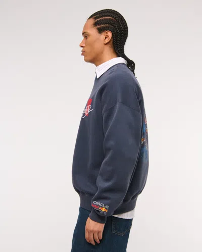 Abercrombie & Fitch Oracle Red Bull Racing Graphic Crew Sweatshirt In Blue