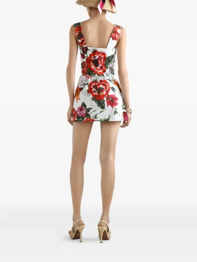 Dolce & Gabbana Floral Mini Dress Sweetheart Neckline Straps In Multi