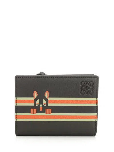 Loewe Futurist Cat Compact Wallet In Classic Calfskin