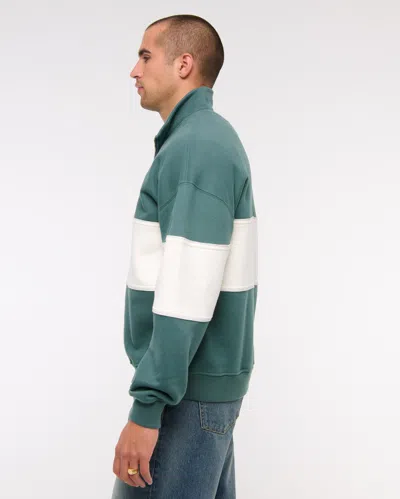 Abercrombie & Fitch Essential Half-zip Sweatshirt In Green