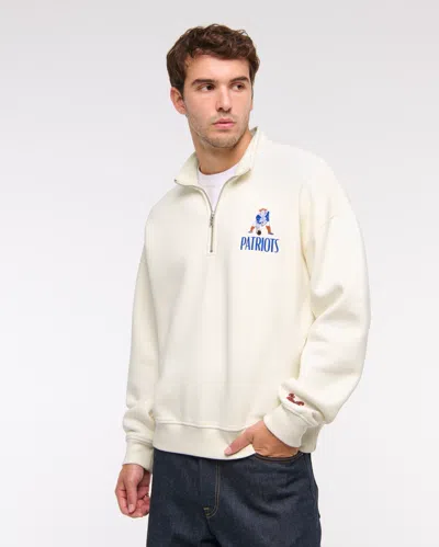 Abercrombie & Fitch New England Patriots Half-zip Sweatshirt In Neutral