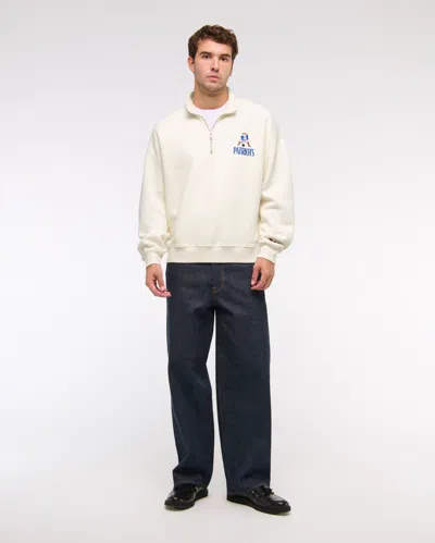 Abercrombie & Fitch New England Patriots Half-zip Sweatshirt In Neutral