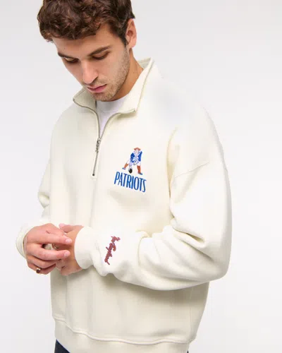 Abercrombie & Fitch New England Patriots Half-zip Sweatshirt In Neutral