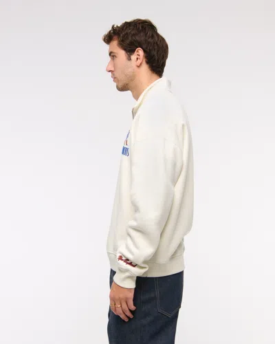Abercrombie & Fitch New England Patriots Half-zip Sweatshirt In Neutral