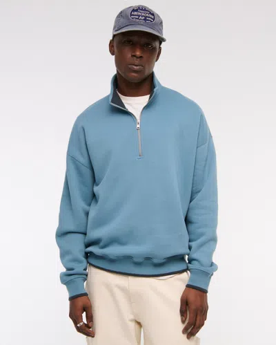 Abercrombie & Fitch Essential Half-zip Sweatshirt In Blue