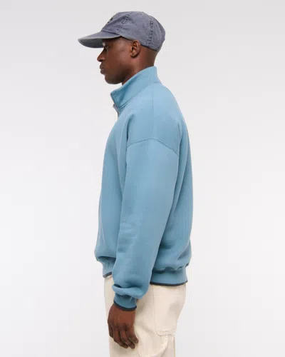 Abercrombie & Fitch Essential Half-zip Sweatshirt In Blue
