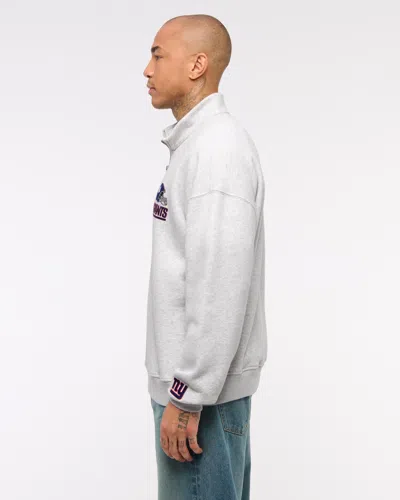 Abercrombie & Fitch New York Giants Half-zip Sweatshirt In White