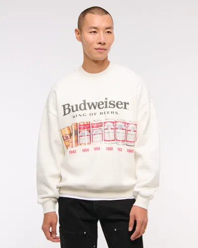 Abercrombie & Fitch Budweiser Graphic Crew Sweatshirt In White