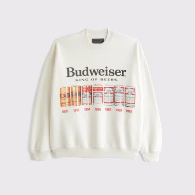 Abercrombie & Fitch Budweiser Graphic Crew Sweatshirt In White