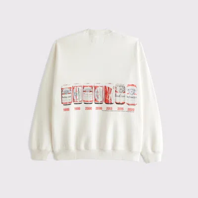 Abercrombie & Fitch Budweiser Graphic Crew Sweatshirt In White