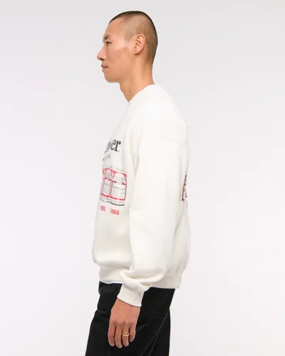 Abercrombie & Fitch Budweiser Graphic Crew Sweatshirt In White