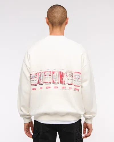 Abercrombie & Fitch Budweiser Graphic Crew Sweatshirt In White