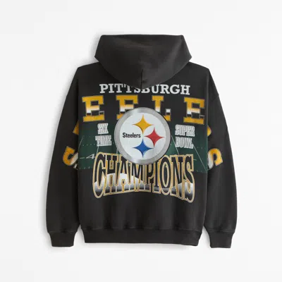 Abercrombie & Fitch Pittsburgh Steelers Graphic Popover Hoodie In White