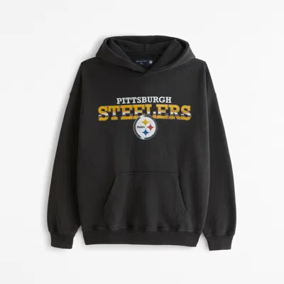 Abercrombie & Fitch Pittsburgh Steelers Graphic Popover Hoodie In White
