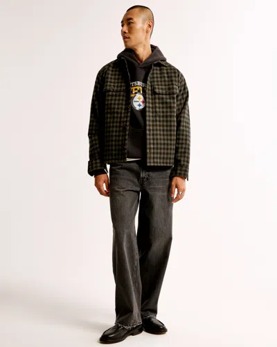 Abercrombie & Fitch Pittsburgh Steelers Graphic Popover Hoodie In White