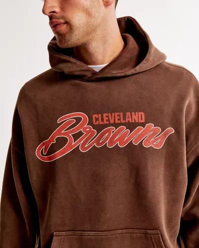 Abercrombie & Fitch Cleveland Browns Graphic Popover Hoodie In Brown