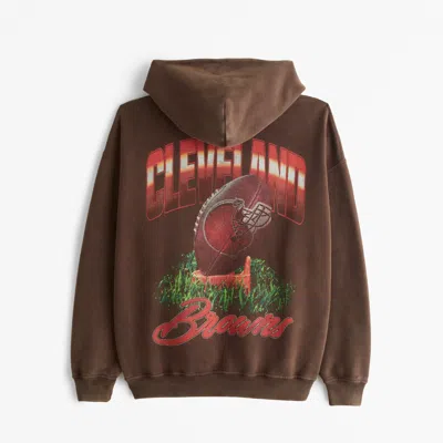 Abercrombie & Fitch Cleveland Browns Graphic Popover Hoodie In Brown