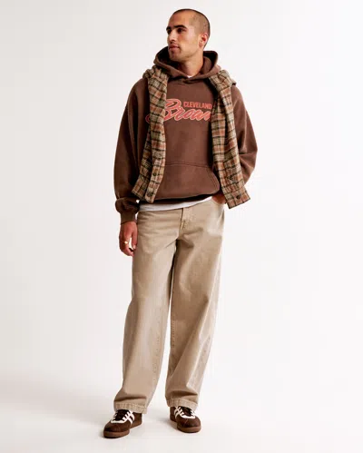 Abercrombie & Fitch Cleveland Browns Graphic Popover Hoodie In Brown