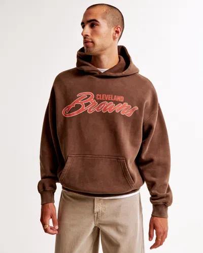 Abercrombie & Fitch Cleveland Browns Graphic Popover Hoodie In Brown