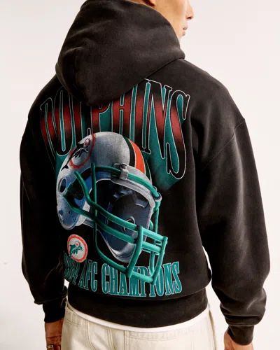 Abercrombie & Fitch Miami Dolphins Graphic Popover Hoodie In Neutral