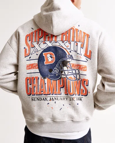 Abercrombie & Fitch Denver Broncos Graphic Popover Hoodie In White