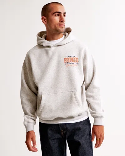 Abercrombie & Fitch Denver Broncos Graphic Popover Hoodie In White