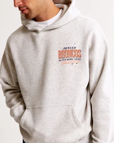 Abercrombie & Fitch Denver Broncos Graphic Popover Hoodie In White