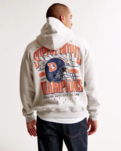 Abercrombie & Fitch Denver Broncos Graphic Popover Hoodie In White